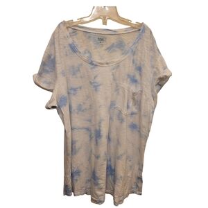 a.n.a 100% Cotton Blue White Tie Dye Casual Tee Size XL
